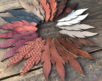 Leather Earrings-Leather Leaf Earrings-Rustic Boho Chic - 2.75”-4”  Pre-Cut Earrings-Diy Craft Supplies- Tropical Leaf Shape