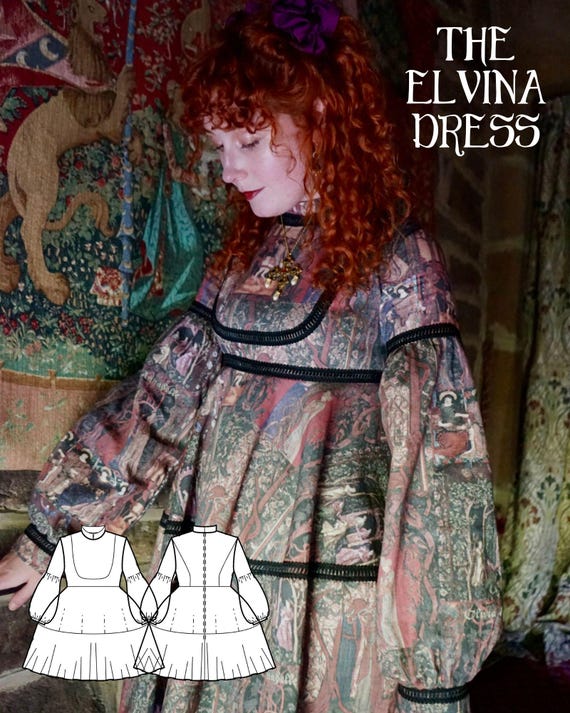 long sleeve renaissance print dress Brown Renaissance Art Print Midi Dress