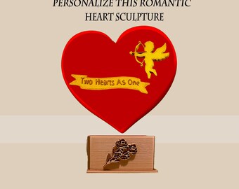 A Romantic Gift For Him Or Her - Personalize This 3D Sculpture For An Engagement, Wedding Or Anniversary As An Eternal Embrace