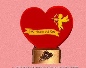 Personalized 3D Printed Heart Sculpture, Romantic Gift for Engagements, Weddings, Anniversaries.