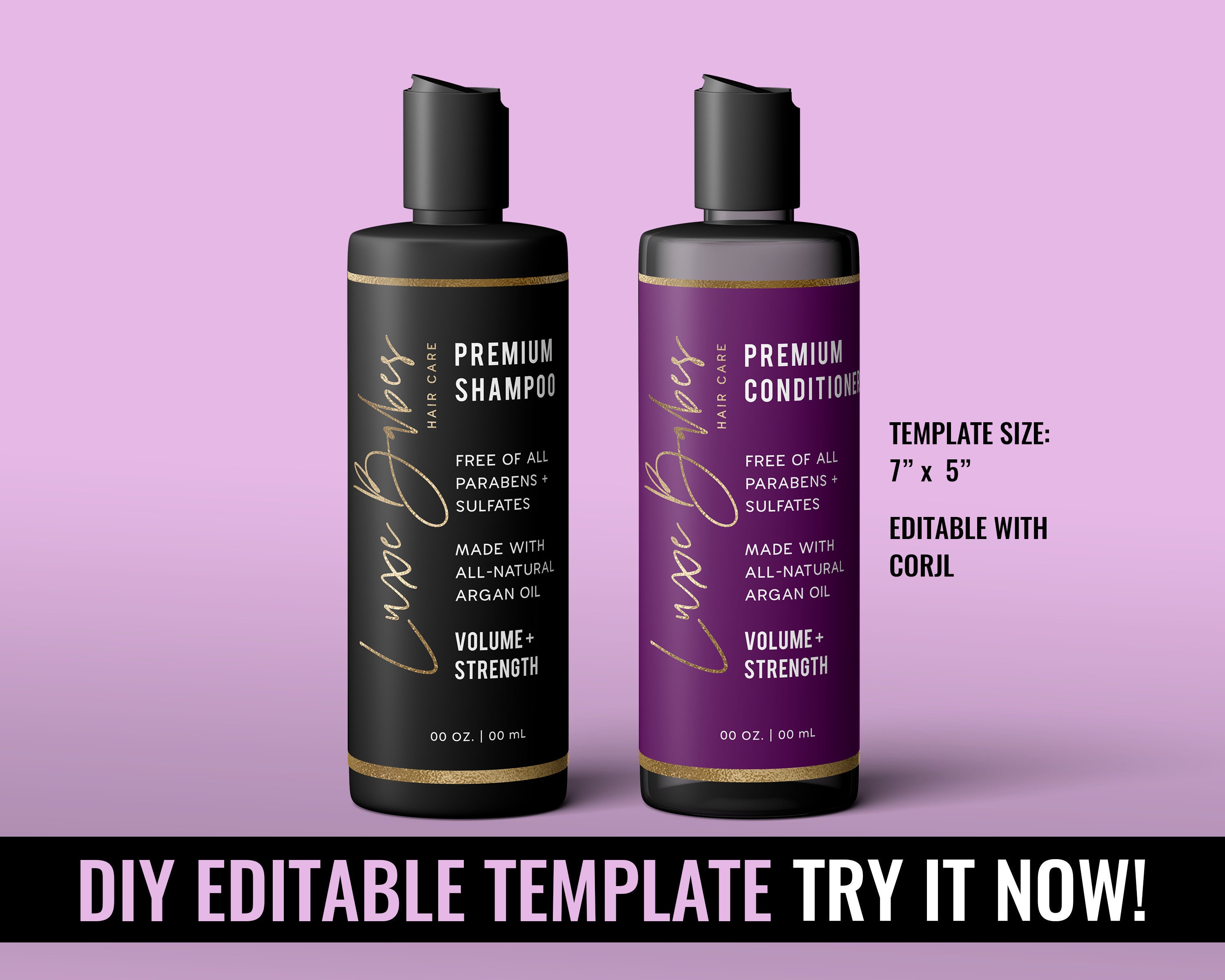 DIY Editable Shampoo Conditioner Label Template Beauty | Etsy
