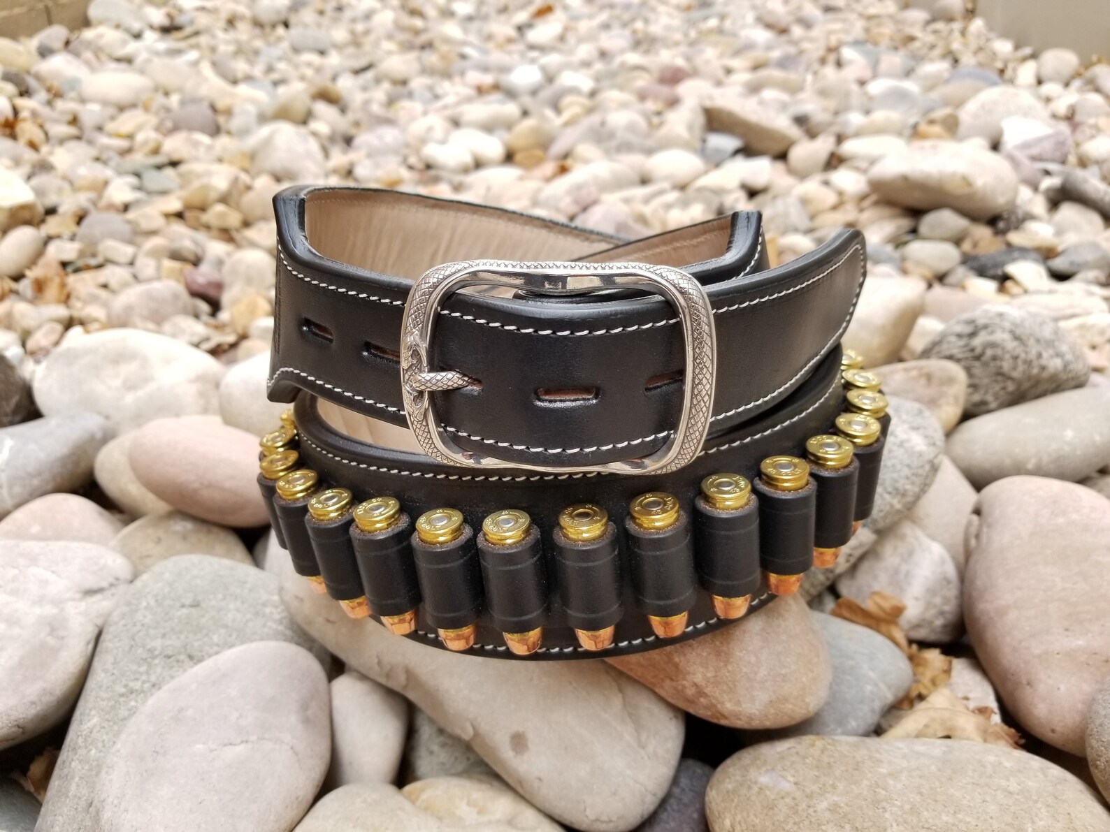 Python Leather Gun Belt Plissken Solid SAA Cartridge Belt Etsy