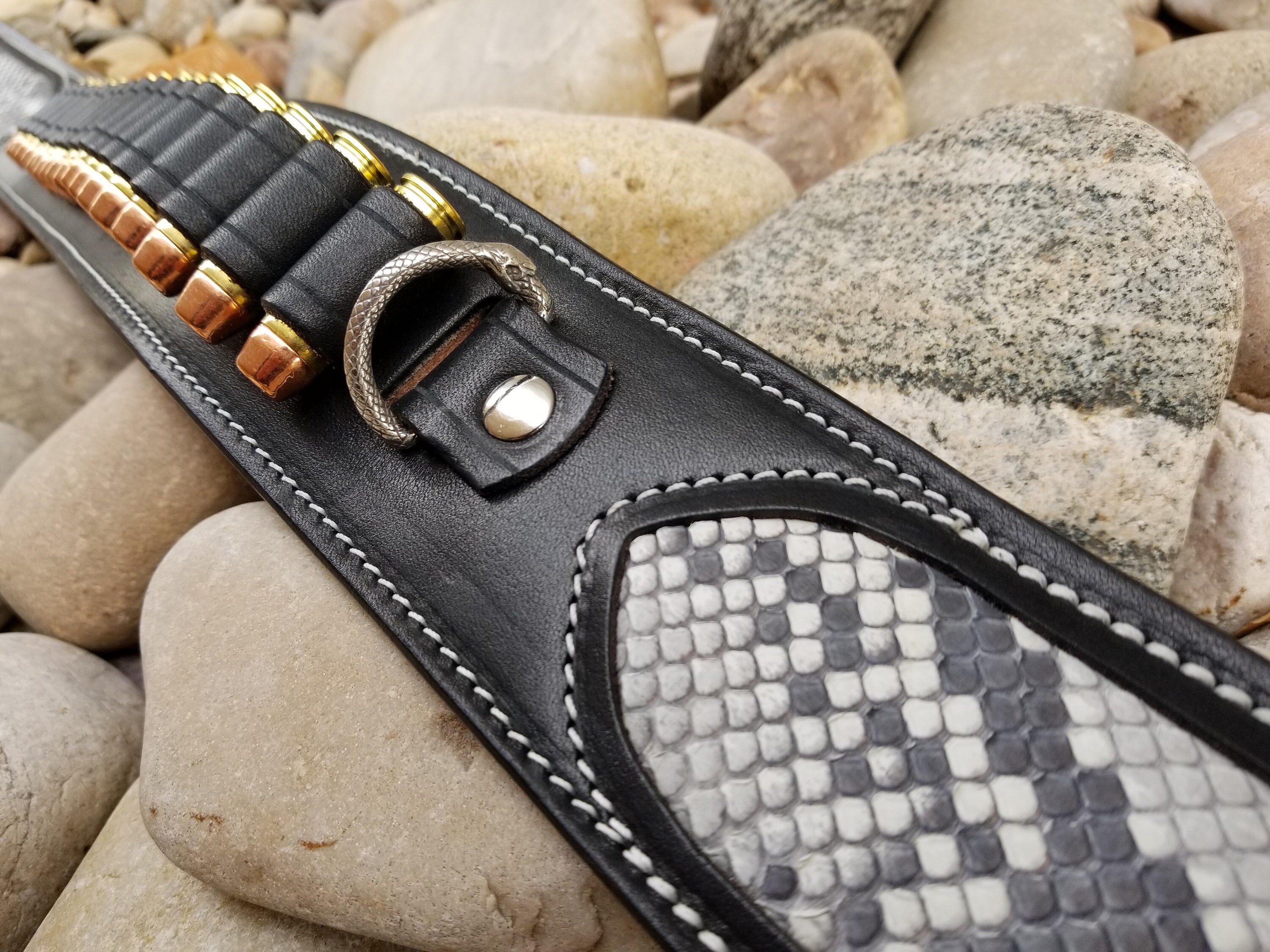 Python Leather Gun Belt Plissken Solid SAA Cartridge Belt Etsy