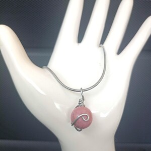 Natural rhodonite and stainless steel necklace