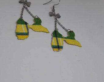 Pendientes/Pendientes de Guadalupe en tejido madrás.971