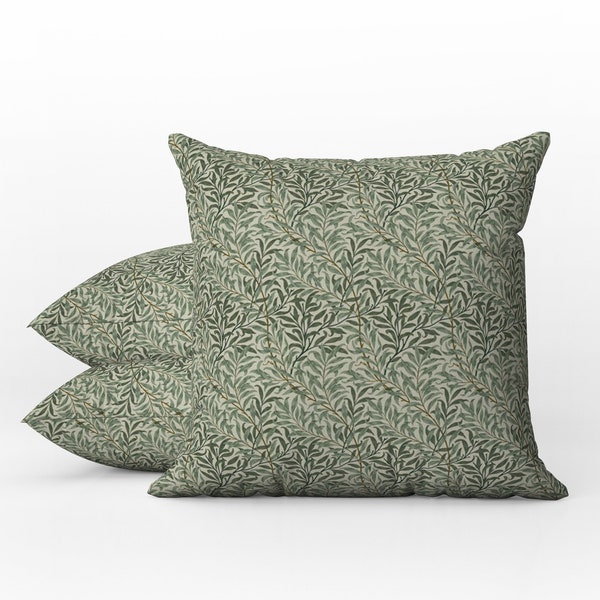 Outdoor Pillows | Weatherproof Garden Cushions | William Morris Vintage Floral | Antique Willow Bough Green | English Country House Style