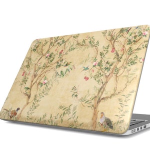 Chinoiserie antiek goud crème MacBook-hoesje | Harde beschermhoes Apple Mac Pro Air laptop | Vintage Aziatisch bloemenbotanisch accessoire