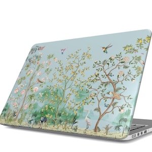 Chinoiserie Blue Birds MacBook-hoesje | Harde beschermhoes Apple Mac Pro Air laptop | Vintage Aziatisch bloemenbotanisch accessoire