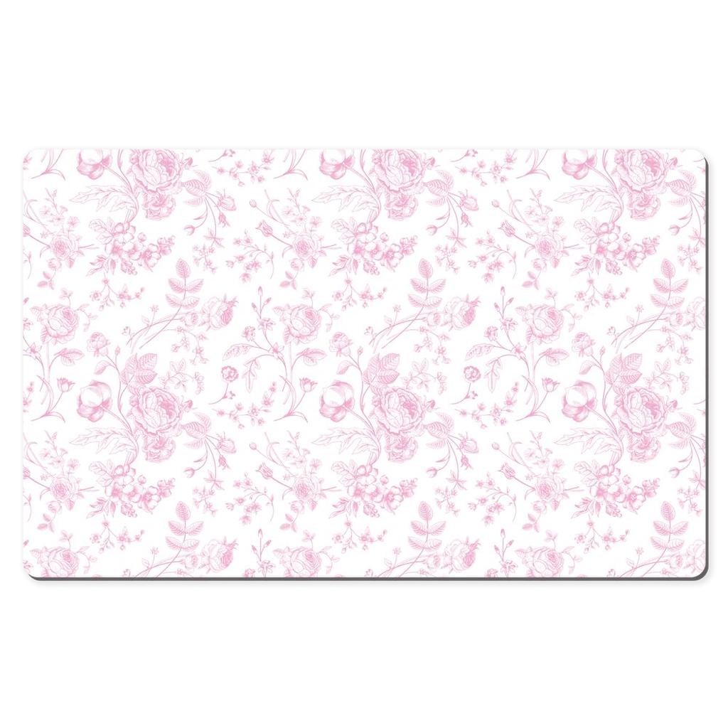Vintage Roses Extra Large Desk Mat | Keyboard Mat Toile De Jouy | Gaming Mouse Pad Antique Pink White Floral Pattern | Workspace Accessory