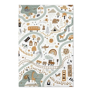 Landkarte Kinderzimmer Teppich | Kinderzimmer Spielmatte | Skandinavischer Kunstteppich | Kinderzimmer Bereich Bodenmatte | Tiere Nachtteppich | Babyparty