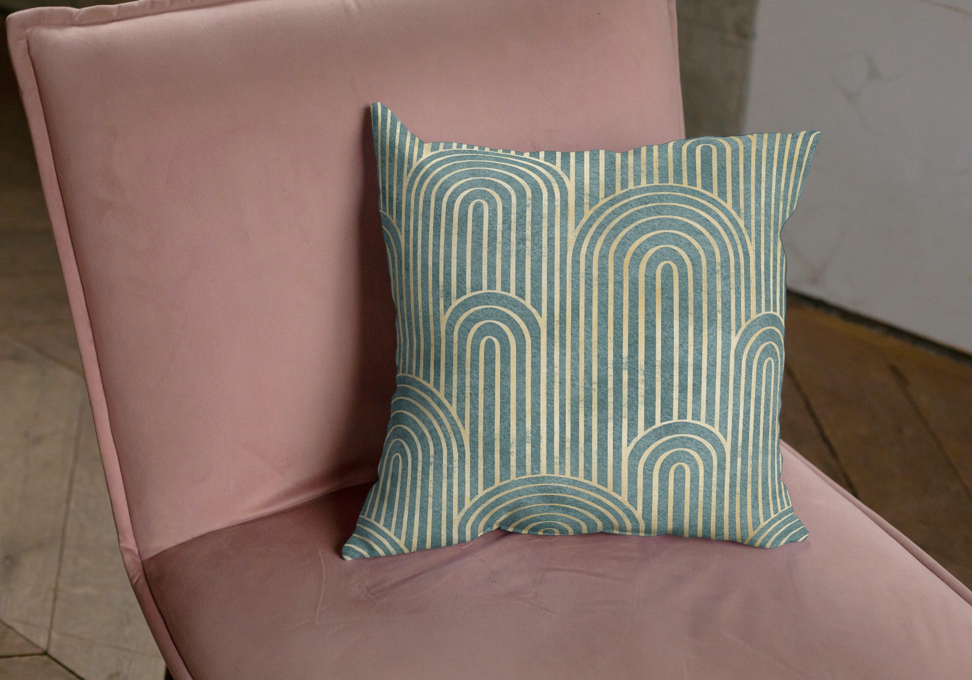 Art Deco Pillow Cover Pure Cotton Twill Print Fabric Etsy