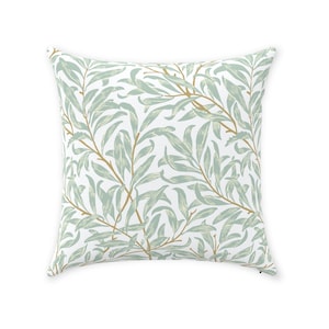 William Morris örngott | Tyg med tryck av ren bomullstwill | Vintage Pilgrendesignmönster | Aqua Salviagrön | Dekorativ kudde