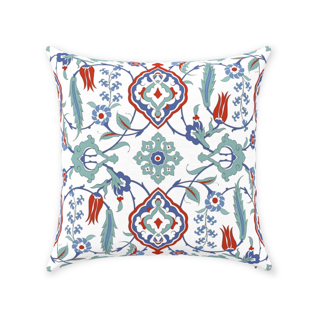Sara Ottoman Pillow Cover Pure Cotton Twill Print Fabric Etsy
