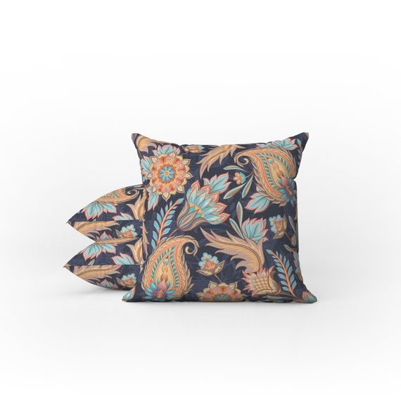 Outdoor Pillows Weatherproof Garden Cushions Tahiti Dark Tropical Exotic Paisley Pattern Decorative Waterproof Home Garden Pillows Etsy