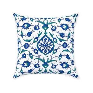 Sofia Ottoman Pillow Cover | Pure Cotton Twill Print Fabric | Dark Blue Green Pattern | Arabic Pattern Eastern Design | Decorative Cushion