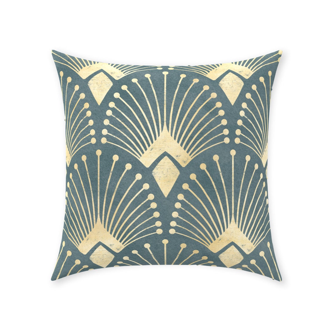 Art Deco Pillow Cover Pure Cotton Twill Print Fabric Etsy