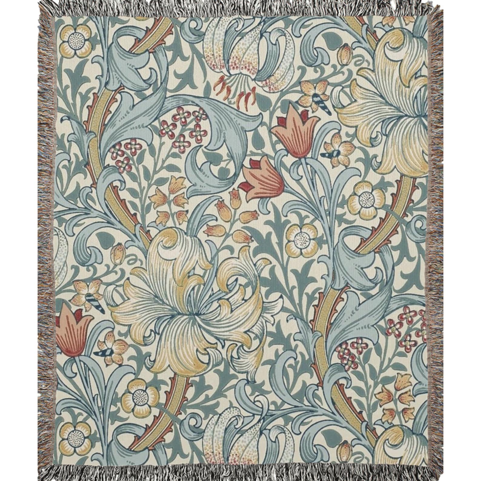 William Morris Golden Lily Throw Blanket Woven Tapestry Etsy