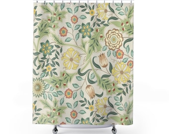 William Morris Shower Curtain | William Morris Wilhelmina Meadow Floral | Vintage English Bathroom Accessory | Antique Print Bathroom