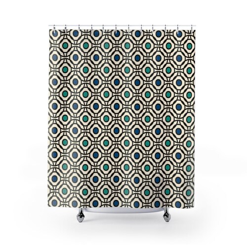 Boho Shower Curtain Art Deco Print Minimalist Bathroom Etsy