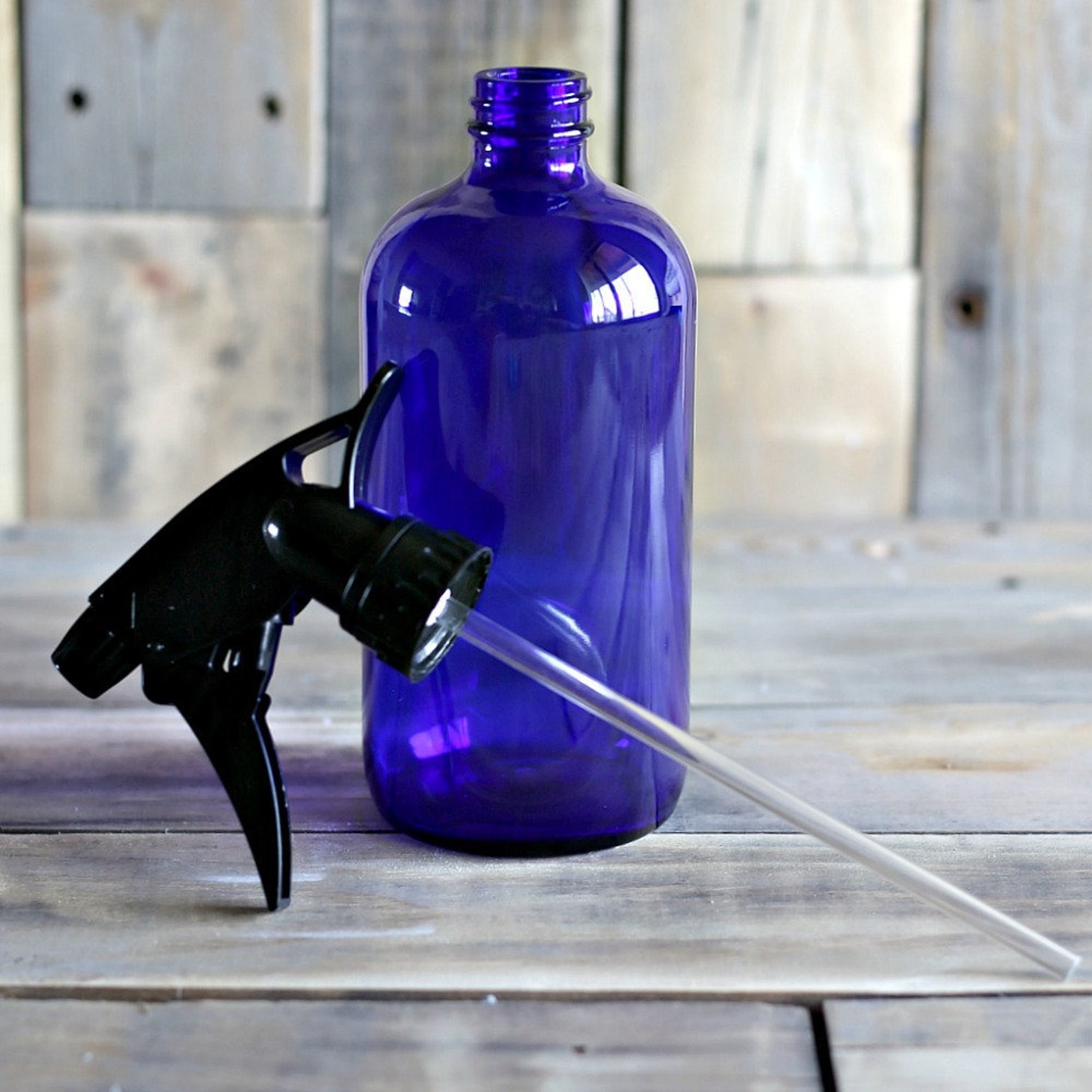 16 oz Glass Spray Bottle with glass STRAW Cobalt Blue Glass Etsy