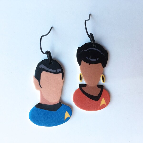 Spock and Uhura Earrings, Star Trek Jewelry