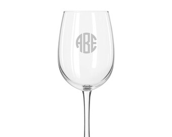 Personalized Engraved Glass Stemmed Wine Glass - Custom Monogram for Mother's Day, Outdoor Party, Wedding, Bridesmaids gifts, wine lovers