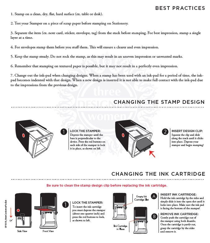 Jet Black Ink Cartridge Pad Refill for Three Designing Women