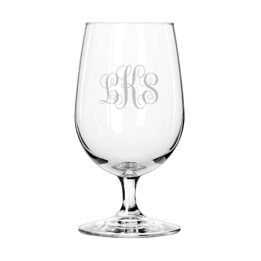 Personalized Engraved Glass Water Goblet - Custom Monogram Glass Perfect Mother's Day Gift for Water, Iced Tea, Cocktails, and more!