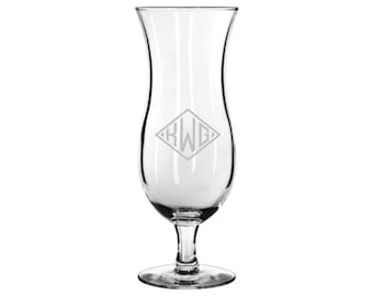 Personalized Engraved Hurricane Glass - Custom Monogram for Mother's Day Gift, Cocktail Party, Wedding, Anniversary, Birthday, and more!