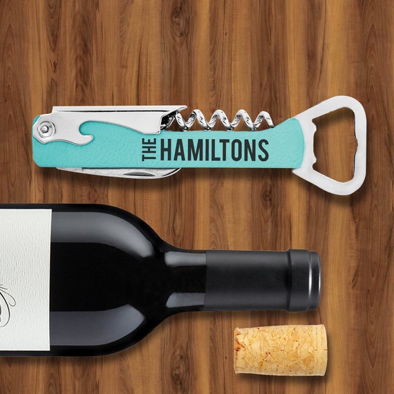 Custom Engraved Vegan Leather Bottle Opener Shower Housewarming Gift Monogram Monogrammed Personalized FREE SHIPPING 48 HOURS