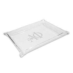 Alpha Phi Engraved Acrylic Valet Tray - Sorority Greek Custom gift for Initiation, Big Little Reveal bathroom vanity, jewelry, dorm