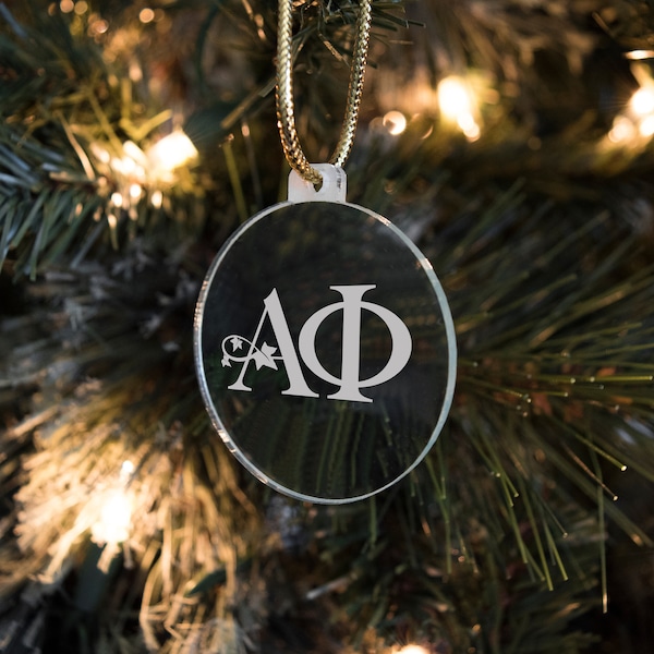 Alpha Phi Acrylic Ornament, Sorority Greek Custom gift for Rush Recruitment, Initiation, Big Little Reveal, Christmas Holiday