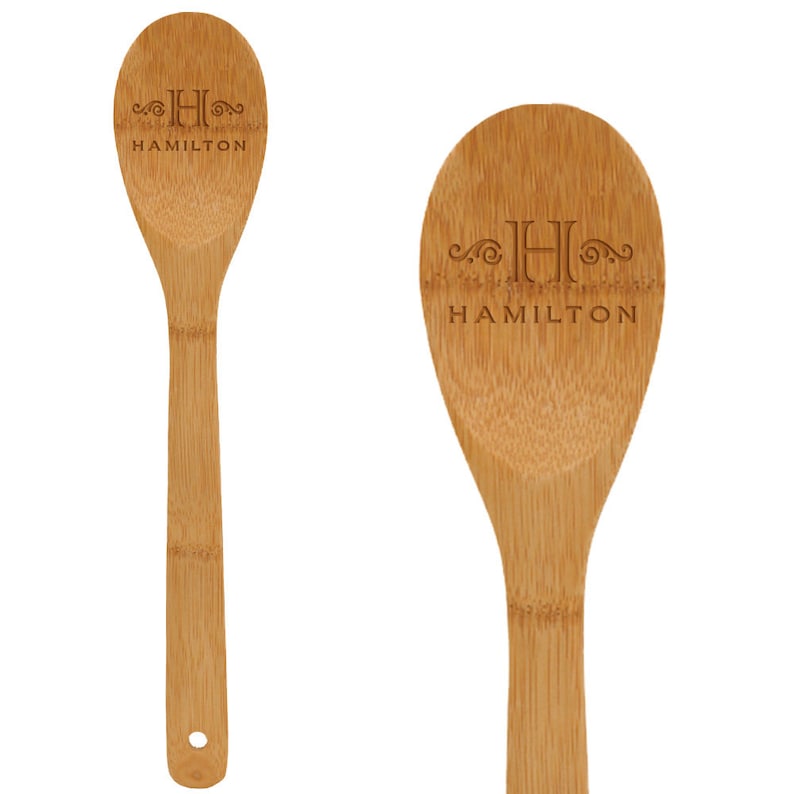 Custom gift for Mother/'s Day Wedding Party Birthdays and Company Logo Personalized Engraved Bamboo Spoon Housewarming