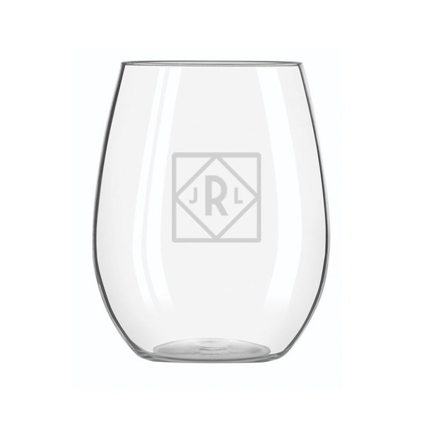 Personalized Engraved Acrylic Stemless Wine Glass - Custom Monogram for Weddings, Bridesmaids Gifts, Mother's Day, wine lovers, anniversary