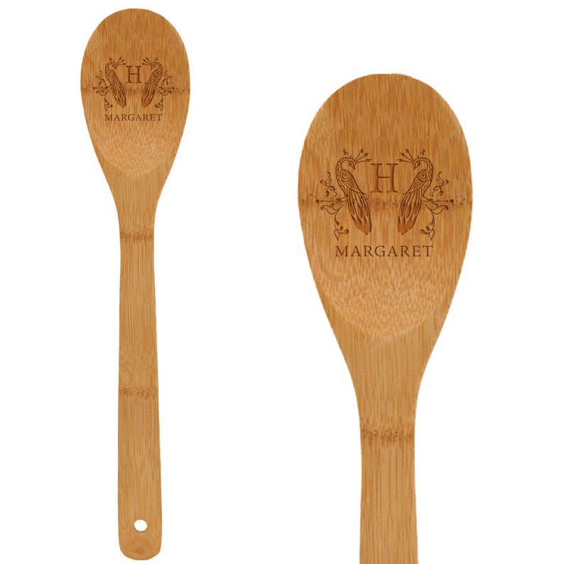 Custom gift for Mother/'s Day Wedding Party Birthdays and Company Logo Personalized Engraved Bamboo Spoon Housewarming