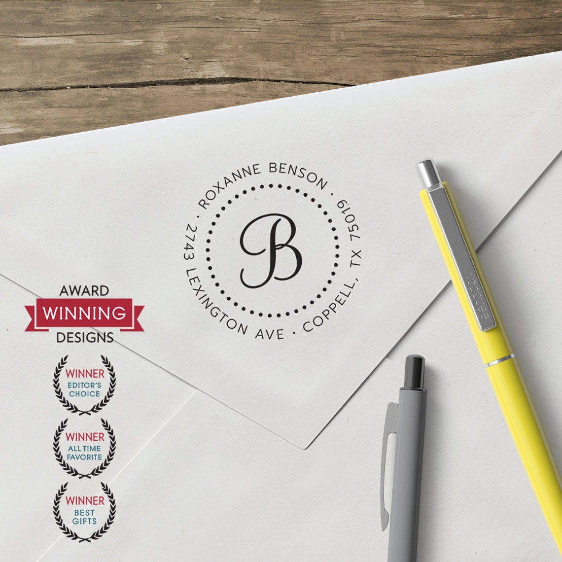 Custom Address Stamp Benson Design Three Designing Women Etsy