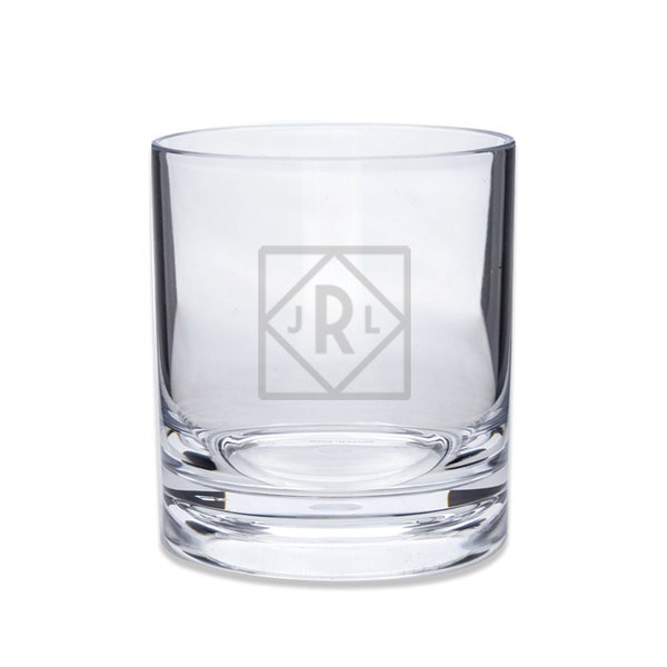 Personalized Engraved Acrylic Heavy Base Low Ball - Custom Monogram Gift Whiskey and Cocktail Glass for Father's Day Gift