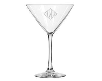 Personalized Engraved Martini Glass - Custom Monogram Barware for Mother's Day, Cocktail Party, Wedding, Birthday, Anniversary, and more!