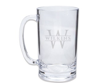 Personalized Engraved Acrylic Beer Mug - Custom Monogram for Beer Lovers, Oktoberfest, Outdoors, Father's Day, Groomsmen, Gift for him