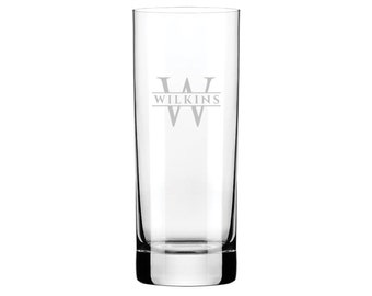 Personalized Engraved Drinking Glass - Custom Monogram Water & Cocktail Glass, Gift for Mother&#39;s Day, Wedding, Housewarming, Birthdays