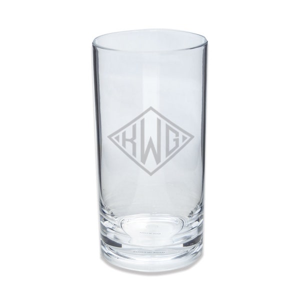 Personalized Engraved Acrylic Heavy Base High Ball Glass- Custom Monogram perfect for Mother's Day, cocktails, water, iced tea, & more
