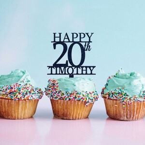 Personalized Number Happy Birthday Acrylic Cupcake Topper Set - Etsy