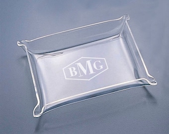 Personalisiertes graviertes Acryl Valet Tablett - individuelles Monogramm für Badezimmer-Eitelkeit, Schmuck, Geschenke für ihn, Hochzeit, Einweihungsparty