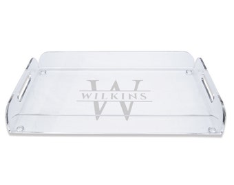 Personalized Engraved Acrylic Serving Tray - Custom Monogram for Outdoor Entertaining, Perfect Gift for Housewarming, Wedding, Mother's Day