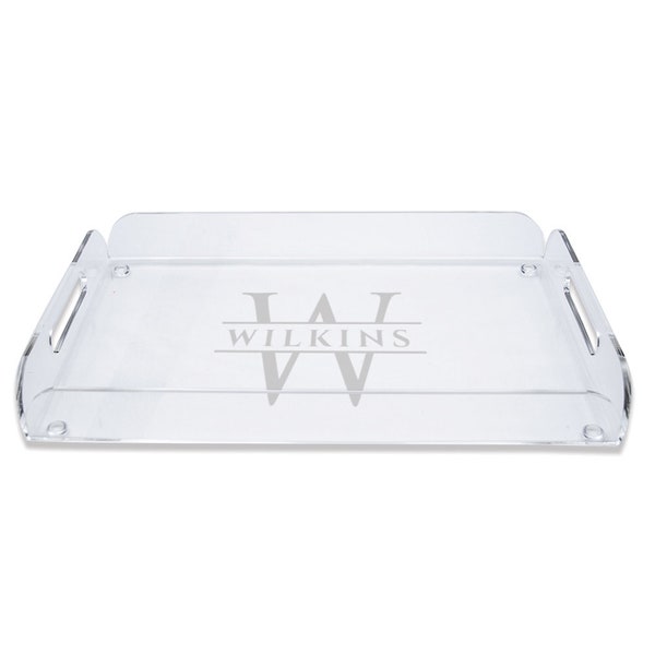 Personalized Engraved Acrylic Serving Tray - Custom Monogram for Outdoor Entertaining, Perfect Gift for Housewarming, Wedding, Mother's Day