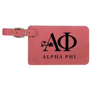 Alpha Phi Engraved Set Two Luggage Tags Sorority Greek Custom gift for Rush Recruitment, Initiation, Big Little Reveal, Spring Break