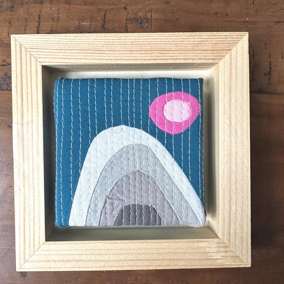 Mini Mountain Quilt Art: Framed Textile Wall Hanging