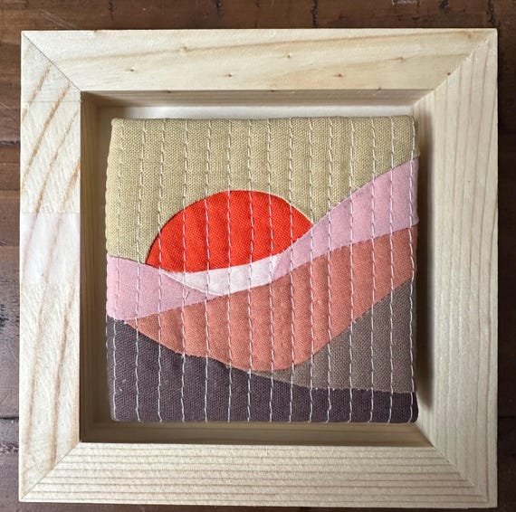 Mini Mountain Quilt Art: Framed Textile Wall Hanging