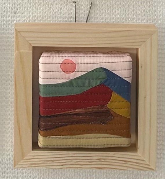 Mini Mountain Quilted Wall Hanging Art: Cabin Decor, Signed