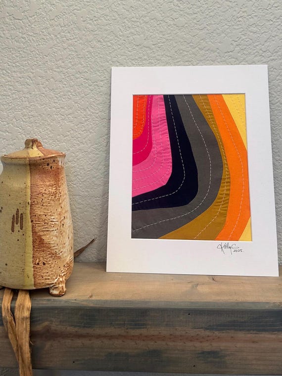 Abstract Textile Art: Recycled Cotton Fabric Wall Hanging